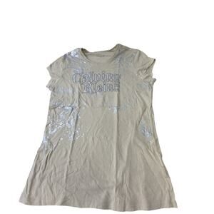 Calvin Klein Women Silver Short Sleeve T-Shirt lg embellished graphic streetwear